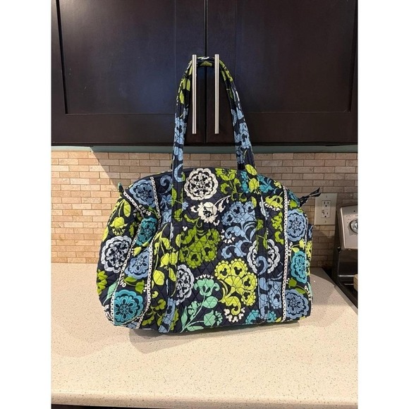 Disney Parks Vera Bradley Where's Mickey Large Blue Green Duffle Tote Bag
